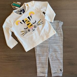New Joules Baby Girl Tiger Face Top and Pant Set